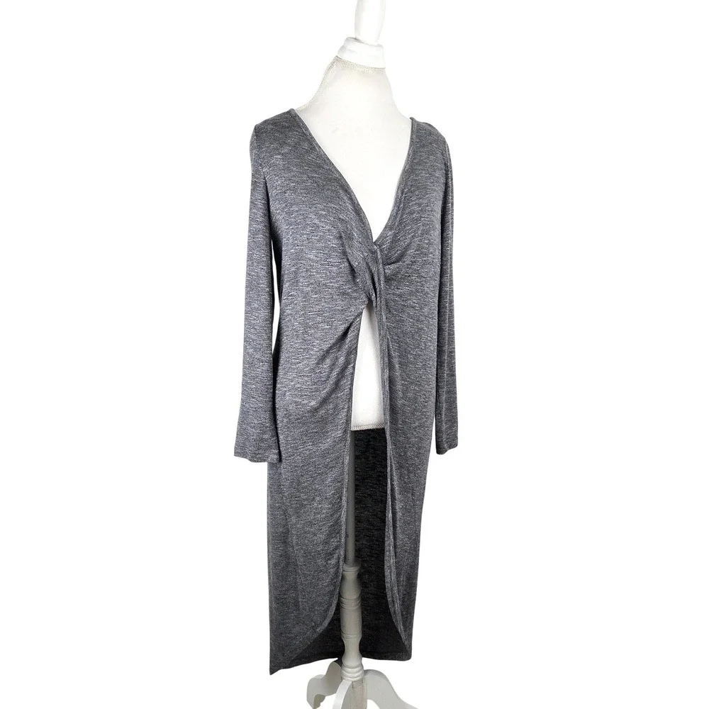 Soft Surroundings Gray Twist Front Long Sleeve Casual‎ Cardigan Sweater Duster